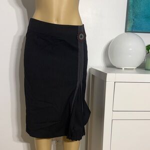 Vintage Cop.Copine Black Midi Pencil Skirt with Side Flower Trim